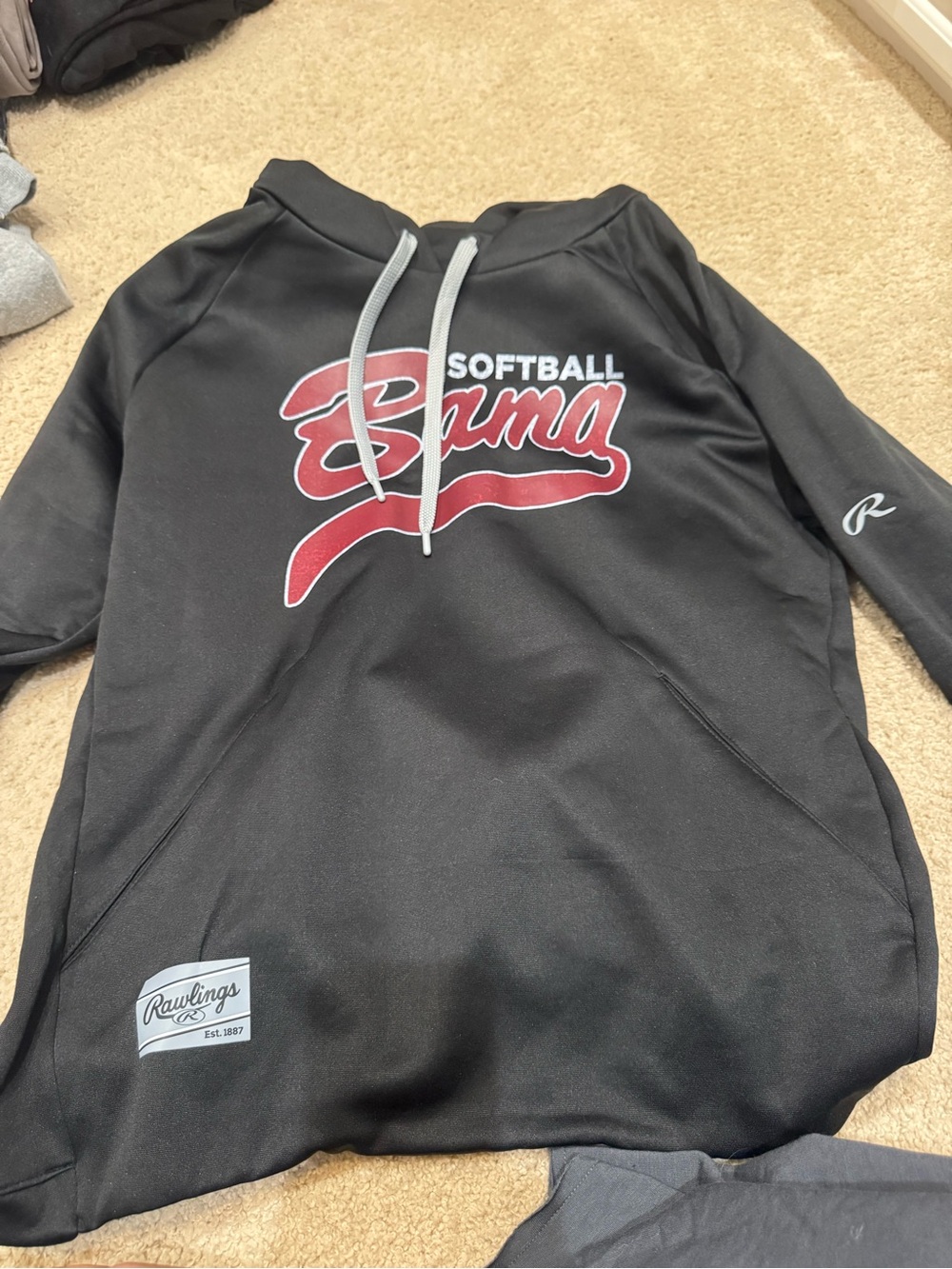 Rawlings Black and Red Crewneck Pullover with 'Softball Bama' Script